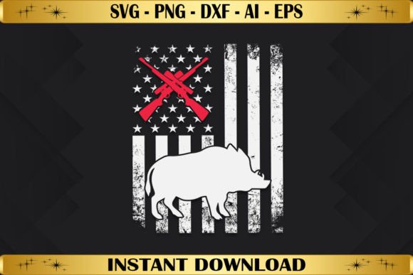 Hog Hunting American Flag: A Bold Graphics Choice for T-Shirt Designs