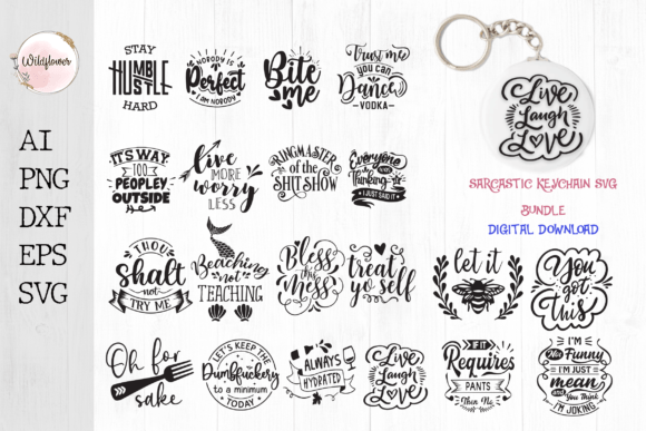 Sarcastic Keychain Svg Bundle: Graphics for Crafts