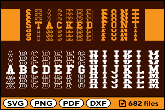 Stacked Font Svg Png Pdf Dxf for Crafts Graphics