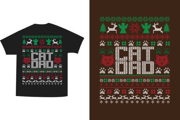 Ugly Cat Christmas Sweater: A Festive Graphic for T-Shirt Designs